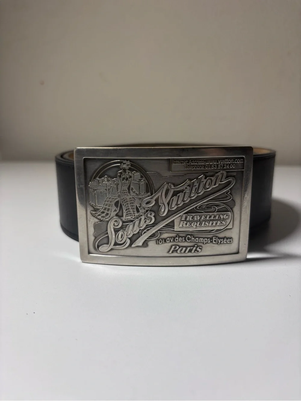 Louis Vuitton Silver Embossed Script Belt Buckle